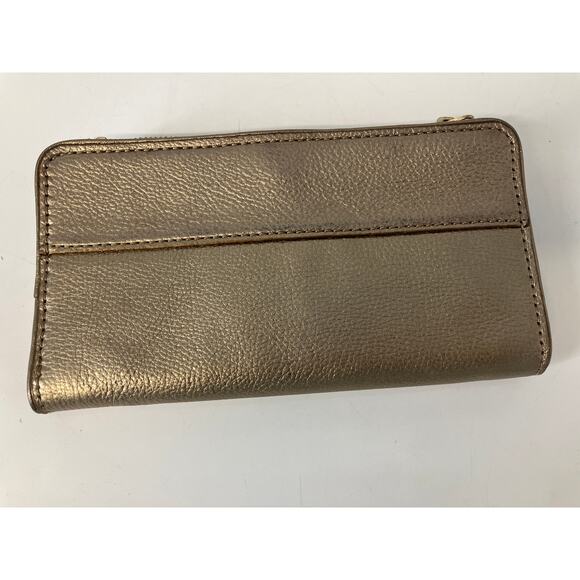 MICHAEL KORS GOLD METALIC PEBBLED LEATHER WOMENS WALLET - Picture 3 of 10